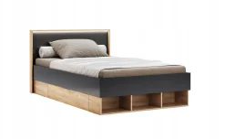 Łóżko Lana 140x200 cm z LED dąb/szary