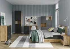 Łóżko Lana 120x200 cm z LED dąb/szary