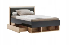 Łóżko Lana 120x200 cm z LED dąb/szary