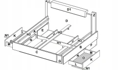 Łóżko Lana 180x200 cm z szufladami dąb/szary