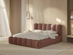 Łóżko Lupine Dark Pink Structured Fabric  140x200