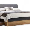 Łóżko Matle 160 cm z szufladami dąb/szary