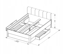 Łóżko Matle 160 cm z szufladami dąb/szary