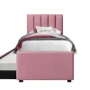 Łóżko pojedyncze Ovilea Velvet różowy 90 cm