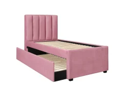 Łóżko pojedyncze Ovilea Velvet różowy 90 cm