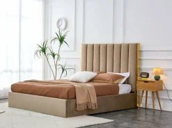 Łóżko Pola 160, beżowy / złoty