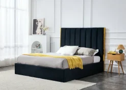 Łóżko Pola 160, czarny / złoty