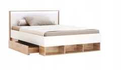 Łóżko Tissa z oświetleniem LED 140x200cm  dąb craft/ biały połysk
