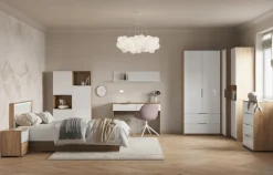 Łóżko Tissa z oświetleniem LED 120x200cm  dąb craft/ biały połysk