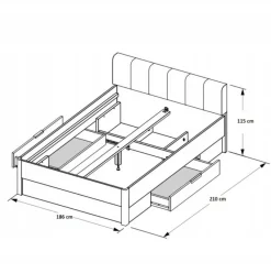 Łóżko Tissa z zagłówkiem 180x200cm białe  mat/połysk