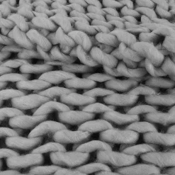 Koc Chunky gruby szary dzianinowy