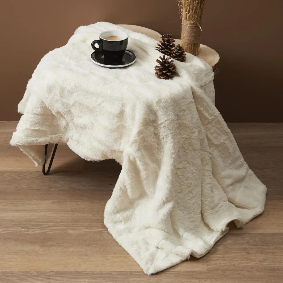 Koc Furry 120x150cm biały z uchwytem