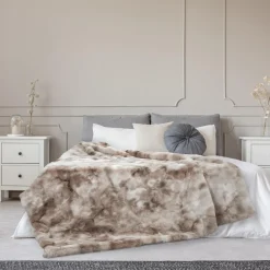 Koc Furry 140x200cm brązowo-kremowy