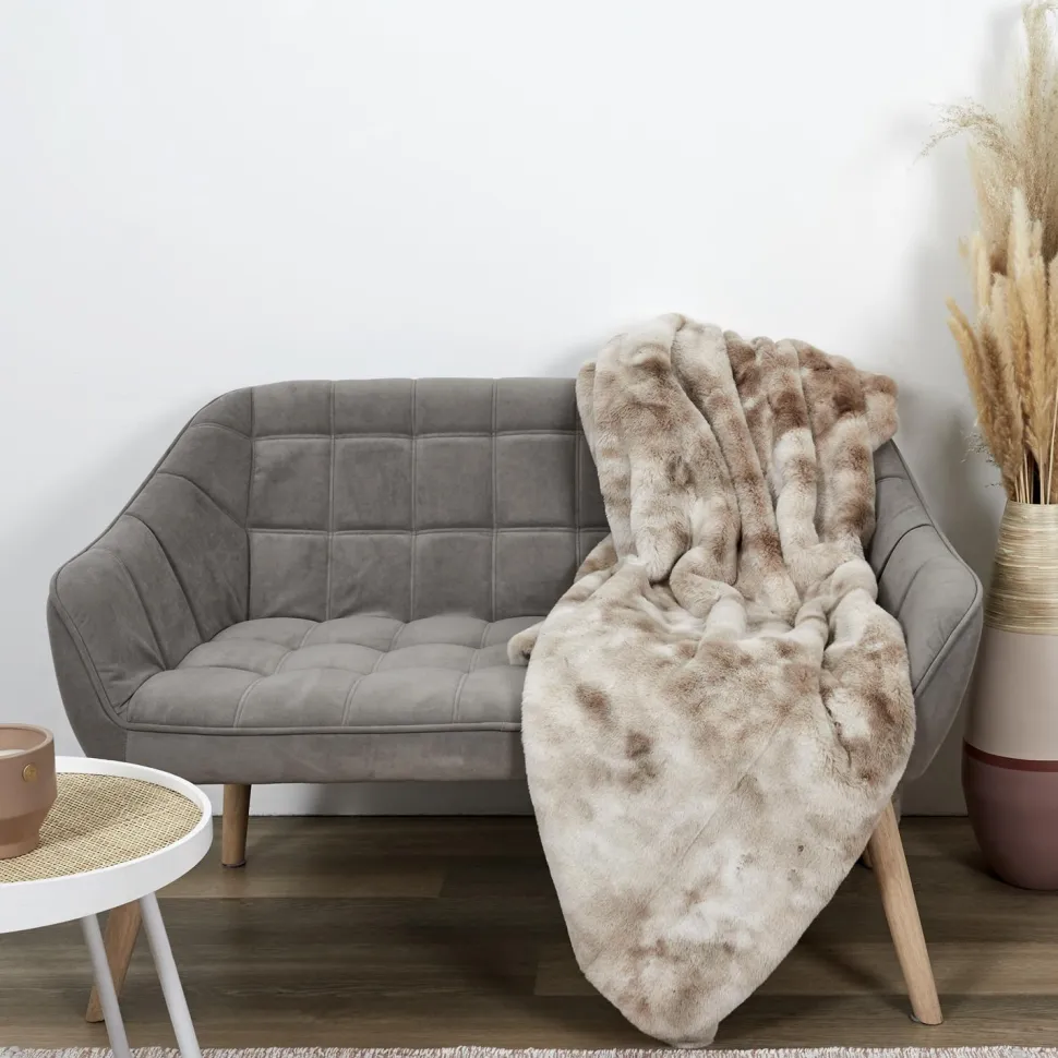 Koc Furry 140x200cm brązowo-kremowy