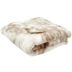Koc Furry 140x200cm brązowo-kremowy