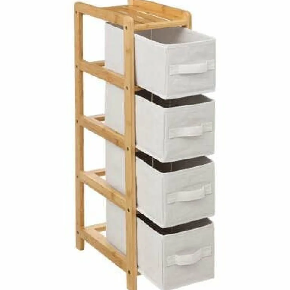 Komoda bambusowa Tidy wąska z 4 pojemnikami