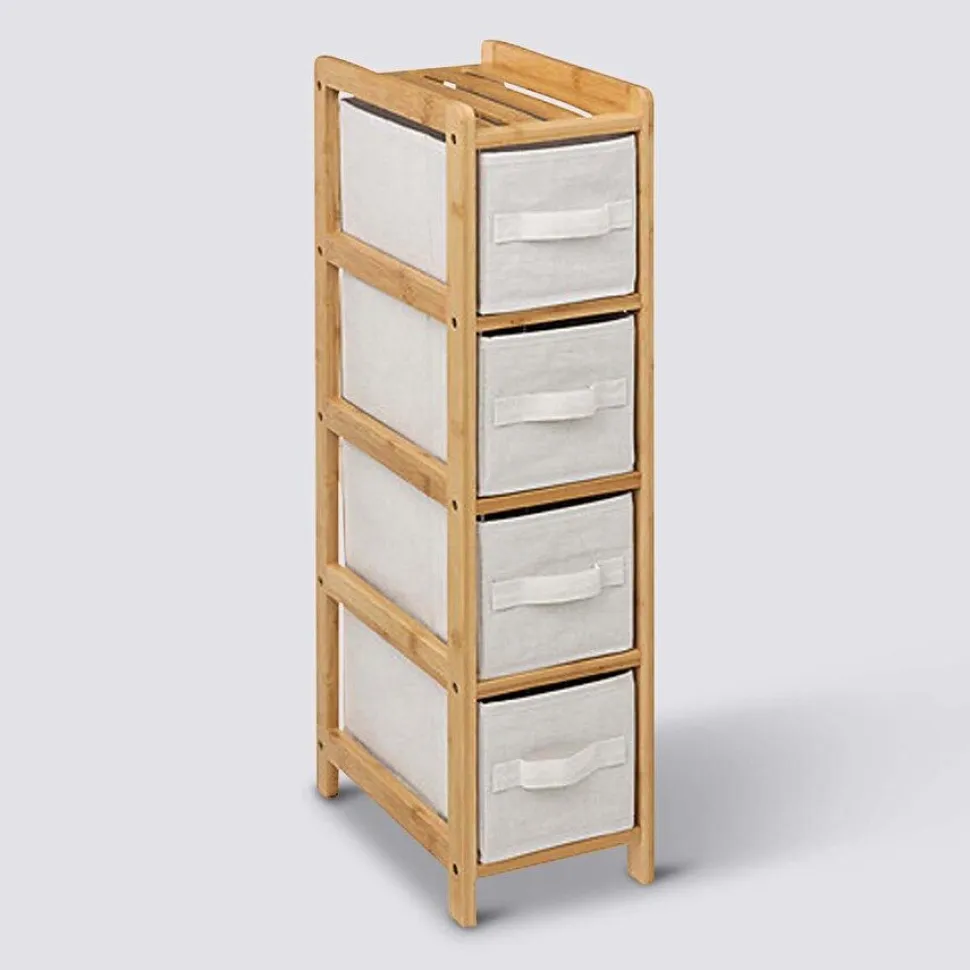 Komoda bambusowa Tidy wąska z 4 pojemnikami