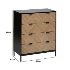 Komoda Chevrons 4 szuflady z efektem drewna