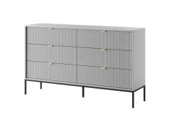 Komoda Delicious 6 szuflad ryflowana szara