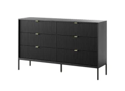 Komoda Delicious 6 szuflad ryflowana czarna