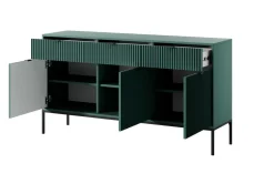 Komoda Delicious duża ryflowana zielona   czarne uchwyty