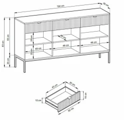 Komoda Delicious duża ryflowana zielona   czarne uchwyty