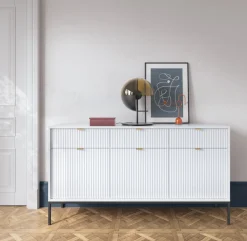 Komoda Delicious duża ryflowana biała