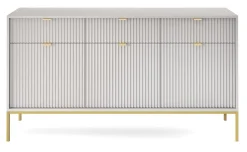 Komoda Delicious duża ryflowana szara / złote nogi