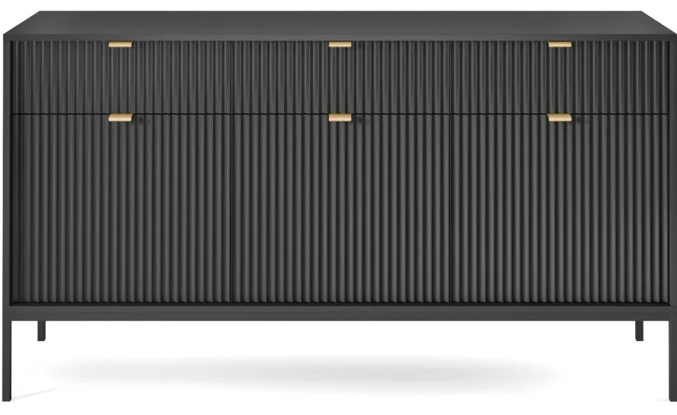 Komoda Delicious duża ryflowana czarna