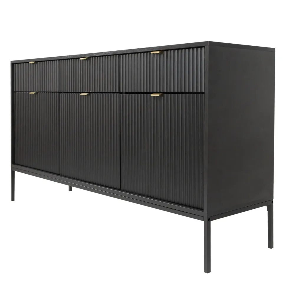 Komoda Delicious duża ryflowana czarna