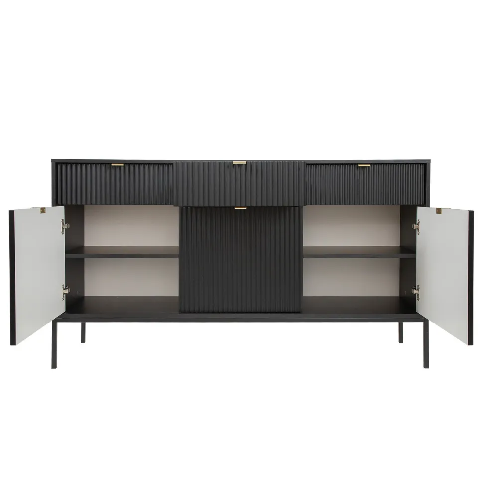 Komoda Delicious duża ryflowana czarna