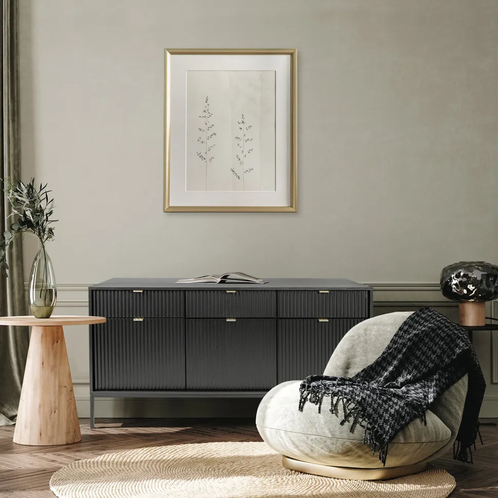 Komoda Delicious duża ryflowana czarna