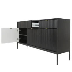 Komoda Delicious duża ryflowana czarna