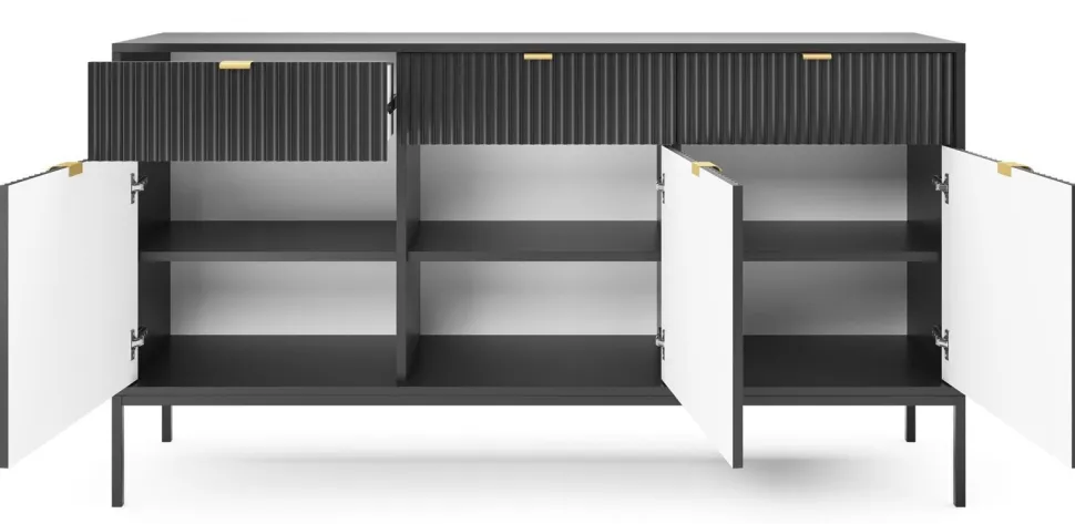 Komoda Delicious duża ryflowana czarna