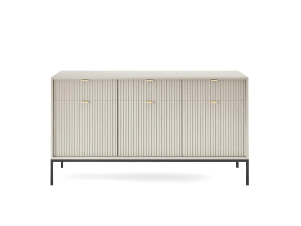 Komoda Delicious duża ryflowana kaszmir czarne nogi