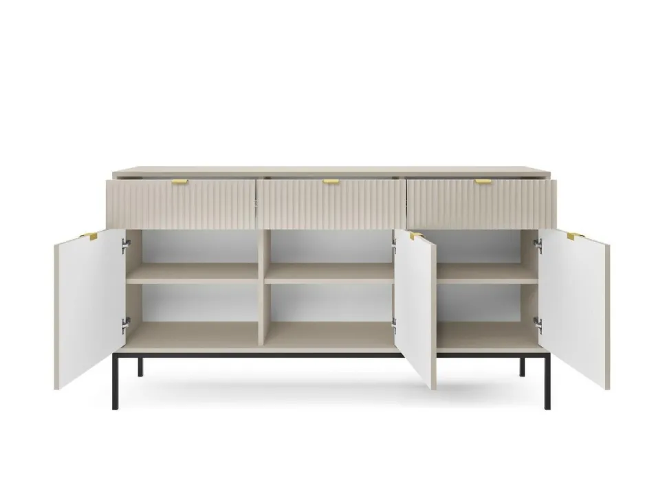 Komoda Delicious duża ryflowana kaszmir czarne nogi