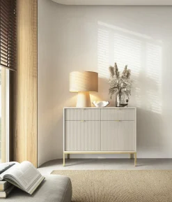 Komoda Delicious ryflowana kaszmir złote  nogi