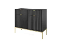 Komoda Delicious ryflowana czarna złote nogi