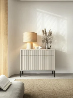 Komoda Delicious ryflowana kaszmir czarne nogi