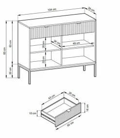 Komoda Delicious ryflowana zielona        czarne uchwyty
