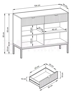Komoda Delicious ryflowana szara