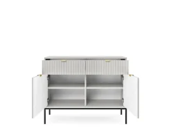 Komoda Delicious ryflowana szara złote nogi