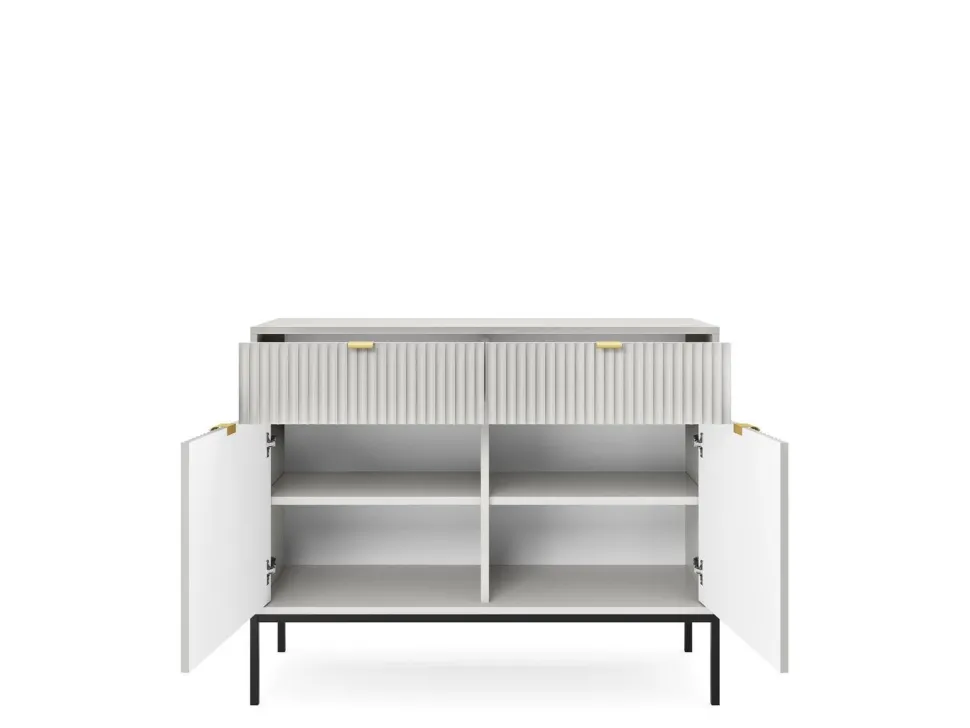 Komoda Delicious ryflowana szara złote nogi