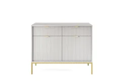 Komoda Delicious ryflowana szara złote nogi