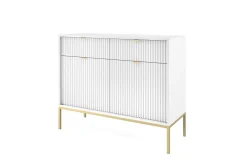 Komoda Delicious ryflowana biała złote nogi