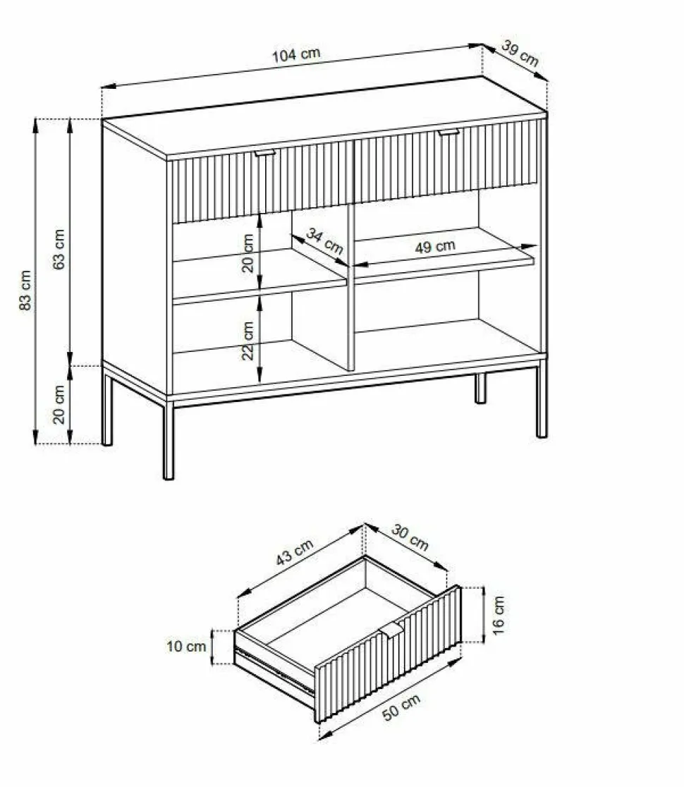 Komoda Delicious ryflowana zielona złote nogi