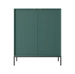 Komoda Delicious wysoka ryflowana         zielona czarne nogi