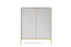 Komoda Delicious wysoka ryflowana szara złote nogi