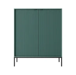 Komoda Delicious wysoka ryflowana         zielona czarne uchwyty