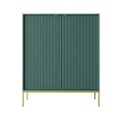 Komoda Delicious wysoka ryflowana         zielona złote nogi